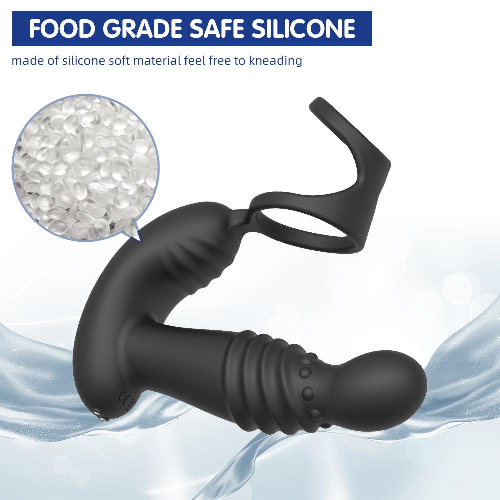 Double Ring Scrotal Lock Anal Plug Prostate Telescopic Vibration Massager Male Masturbation Toy Dildo Vibrator Sex Toys For Men