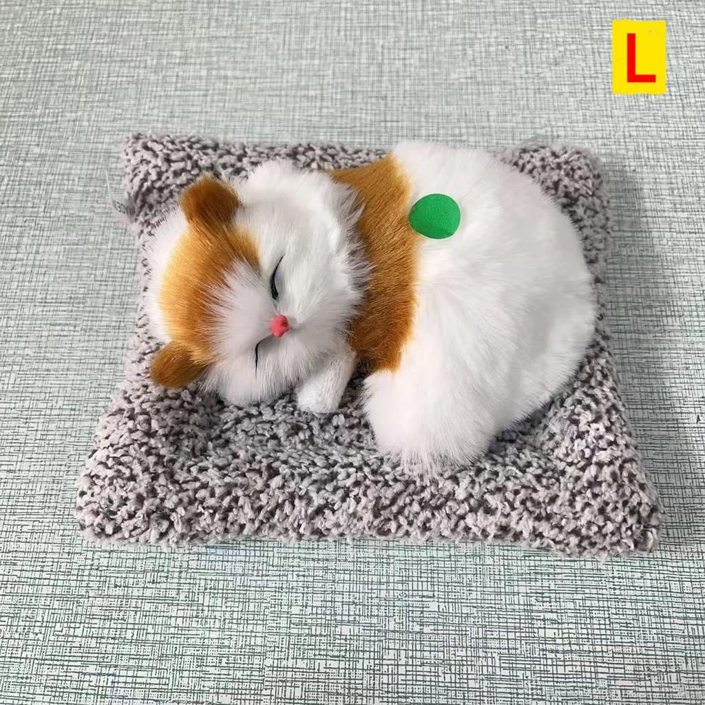 Simulated Cat Ornament With Built-in Activated Carbon Purifying Air Cute Doll Car Decor Sleeping Cat Figurine Press To Sound