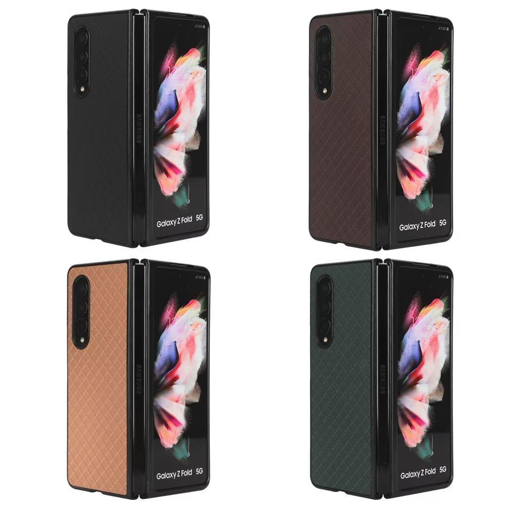 Suitable for Samsung Z Flip4 Mobile Phone Case Z FOLD4 Small Checkered Leather Pattern Case, Folding Mobile Phone Case W20 5G
