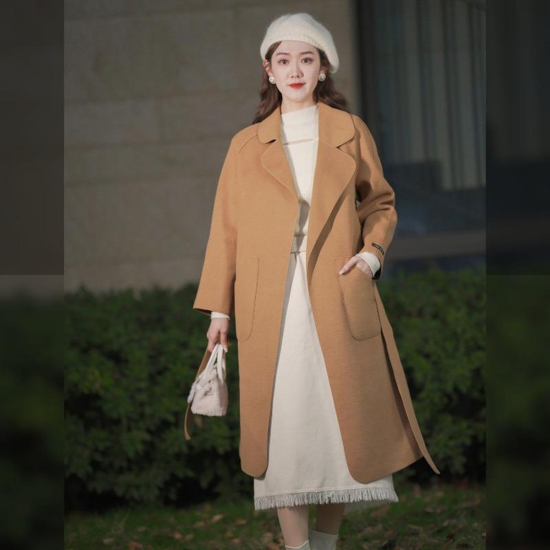 Women's Fashionable Long Overcoat with High-quality Wool Coat for Spring and Autumn