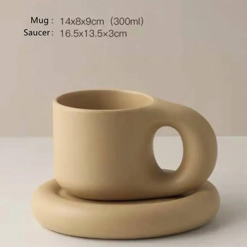 Kreatywne Kolorowe Grubasowe Ceramiczne Kubki ze Spodkiem Kubek do Kawy Mleka Herbaty Biurowe Kubki Naczynia do Picia Najlepszy Prezent Urodzinowy dla Przyjaciół