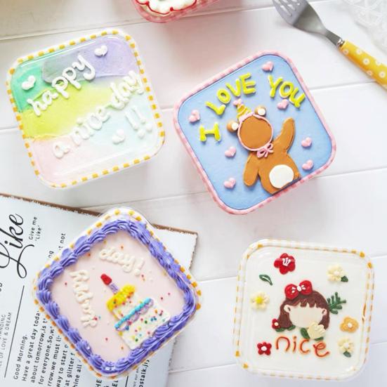 10 buc. Cutie de prajituri de unica folosinta cu capac transparent Pachet rezistent la apa, rezistent la ulei, Cutie patrata draguta de patiserie in carouri pentru magazin de deserturi