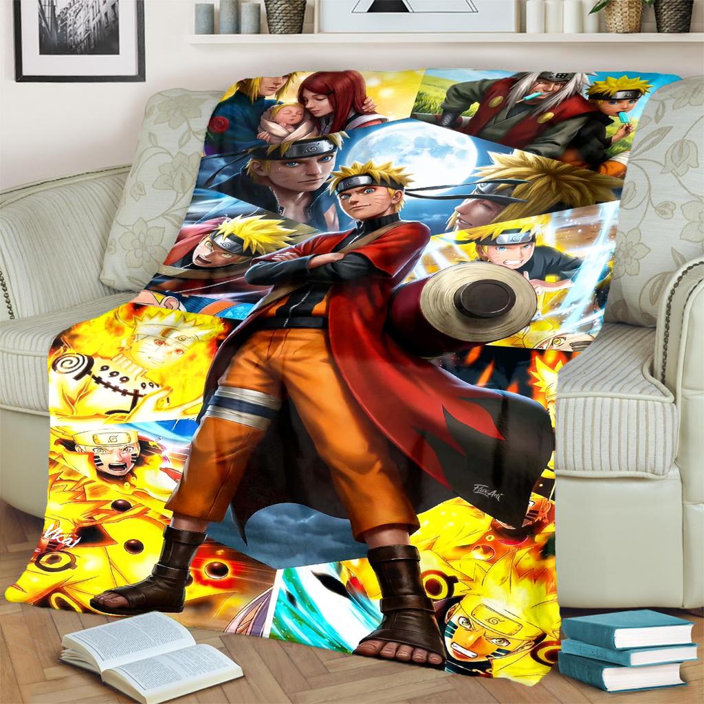 Anime-Naruto Print Blanket Warm Comfortable Flannel Blanket for Bedrooms, Sofas, Beds, Chairs, Picnics, Travel -LXR49
