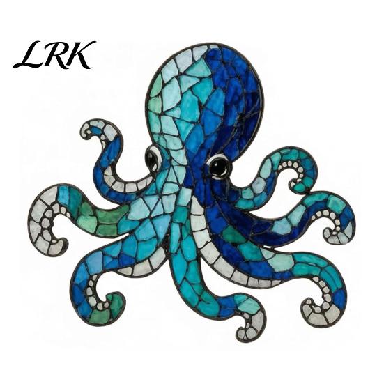 Conscious Creative Process Kit Octopus Mosaic for Beginners, DIY Acrylic Sea Animal Glass Craft Set with Step-by-Step Deep Creature Instructions,