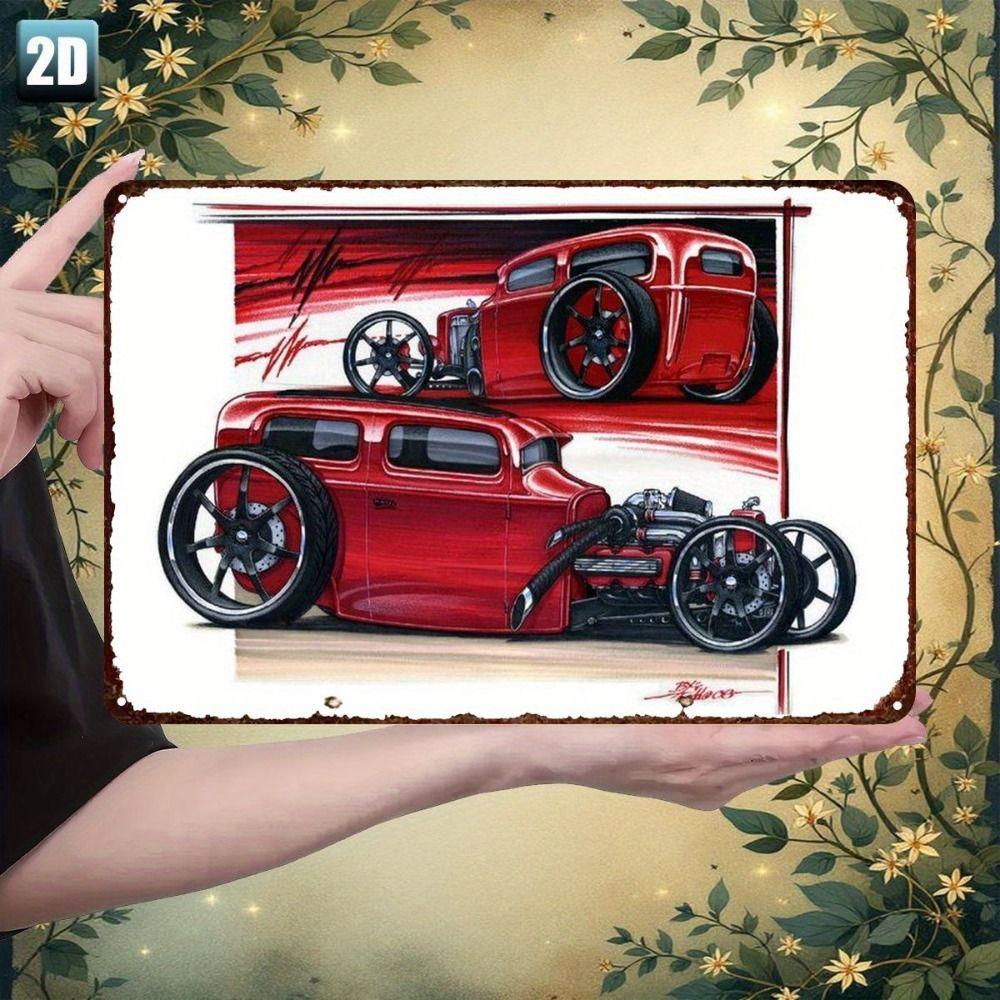 Vintage Metal Car Sign Decor Gift For Auto Lovers Garage Wall Art