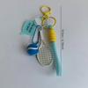 Printed Acrylic Hanger Mesh Rope Keychain Alloy Tennis Racket Tennis Bag Hanger Pendant For Mobile Phone Chain Decorative Gift
