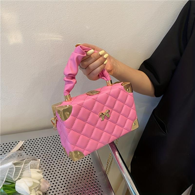 Women's Ruched Handle & Chain Strap in Orange, Pink, White, Green, Ladies Handbags