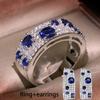 Dazzling Blue/White CZ New Ring for Women Copper Color Plated Wedding Engagement Trendy Female Accessories Modern Zircon