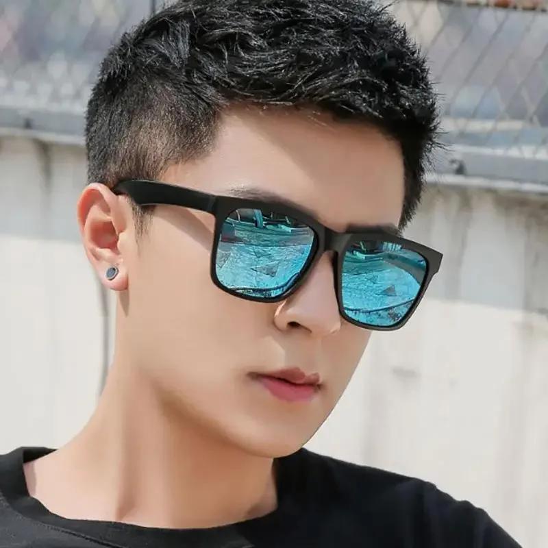 New Large Frame Square Sunglasses Men's Brand Designer Fashion Sun Glasses Driving Fishing Shades Eyewear UV400 Oculos De Sol