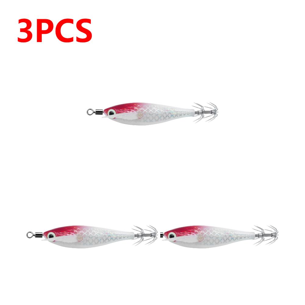 1-3 Stück leuchtender Tintenfischköder Haken Salzwasser Angelköder Künstliches Ei Holzgarnele Köder Meeresfischen Oktopus Sepia Tintenfischköder