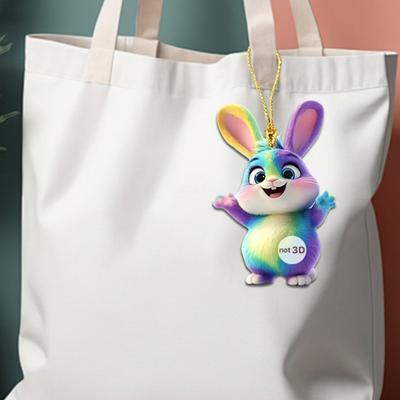 5Pcs Rabbit Pendant Acrylic Rabbit Hanging Windows Bags Charm Ornament Doors Cute Rainbow Car Rearview Mirror Easter Spring