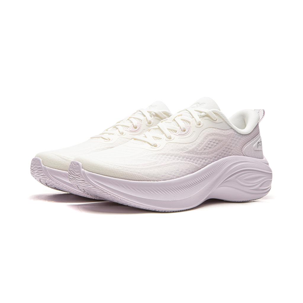 Li Ning Ling Bo V3 Thick Sole Height Increasing Versatile Soft Rebound Running Shoes Women Sneakers White Purple ARSW112-3