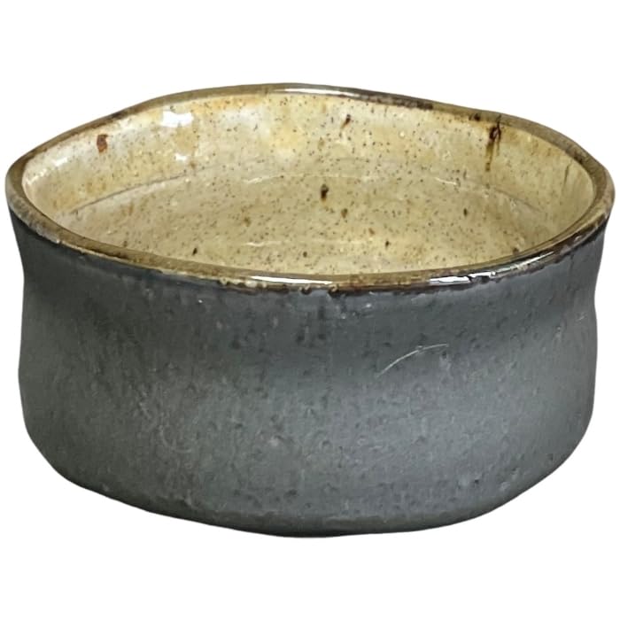 Ale-net Matcha Bowl, W12.4 x D12.4 x H7.2cm, Yellow Glazed Black Matcha Bowl, Mino Ware Pottery, Made in Japan