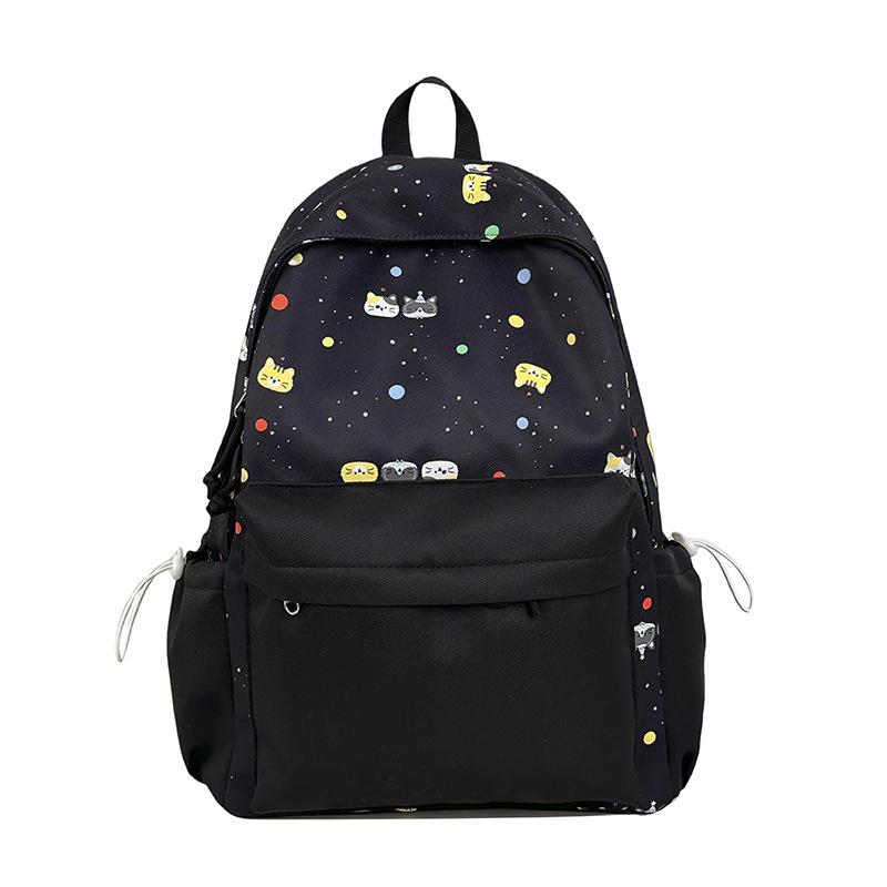 Schoolbag middle school student schoolbag new cartoon cute kitten print backpack casual junior high school backpack female wholesale
