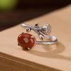 Südlicher Roter Turmal Vintage Ringe Für Frauen Lotusblume Chinesischer Stil Einfachheit Ring Eleganter Klassischer Schmuck