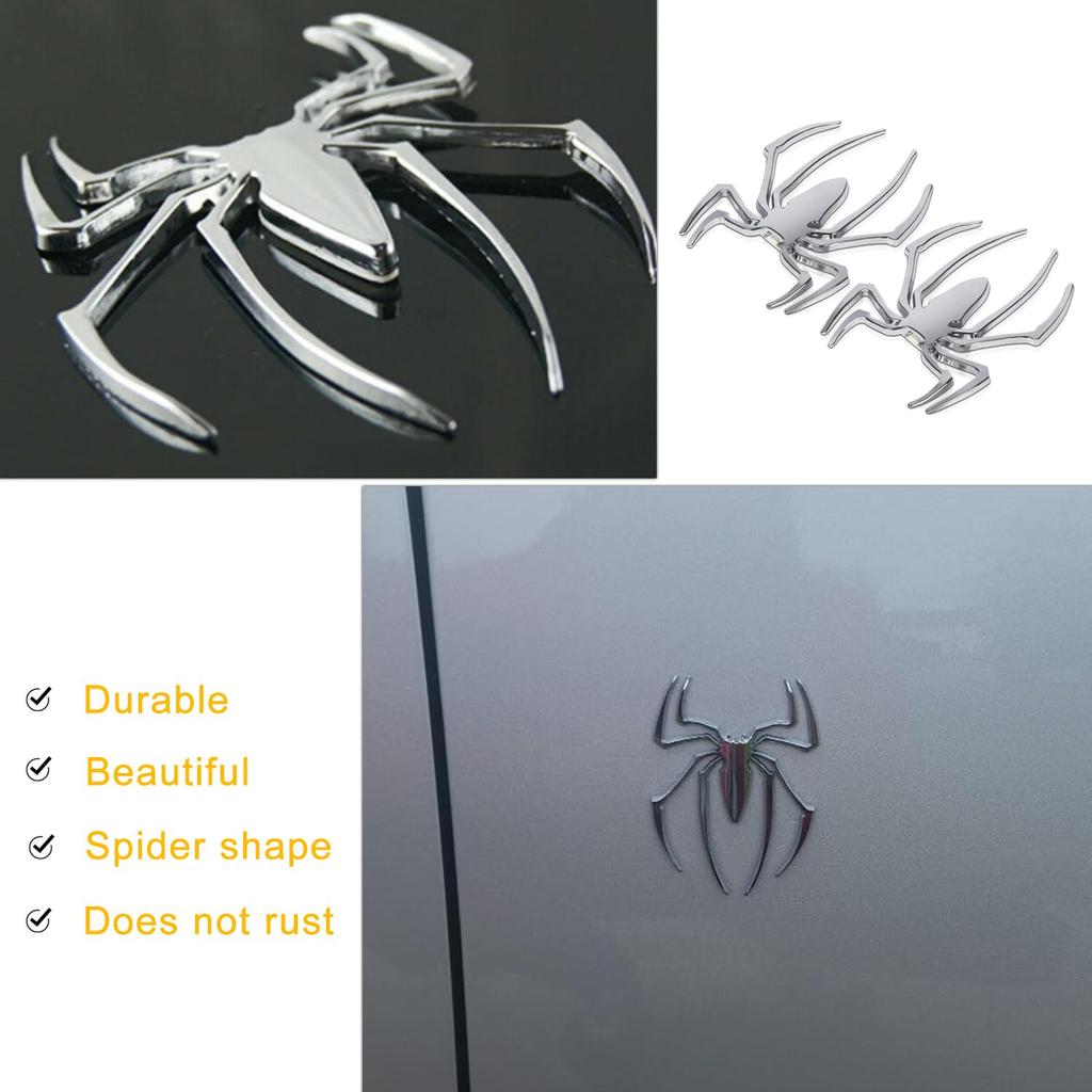 Danti 3D Spyder Chrome Emblem Badge Stickers, Silver, for Can Am Spyder RT, ST, RS, Set of 2