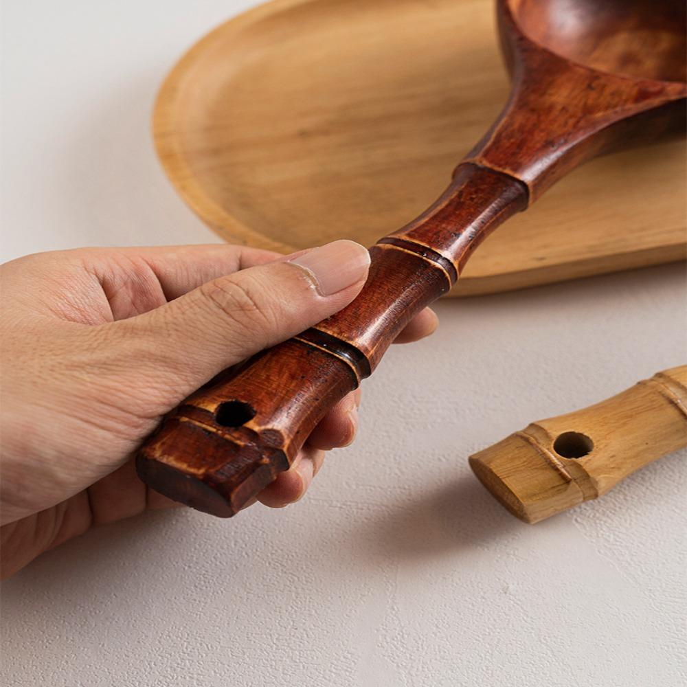 Long Handle Kitchen With Bamboo Joint Varnish Soup Spoon Water Spoon Rice Spoon For Porridge
