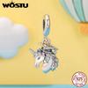 WOSTU Graduation Jewelry 925 Silver Girl & boy Charm Unicorn Pendant Retro Owl With Hat Bead Fit Bracelet Daughter Girl DIY Gift