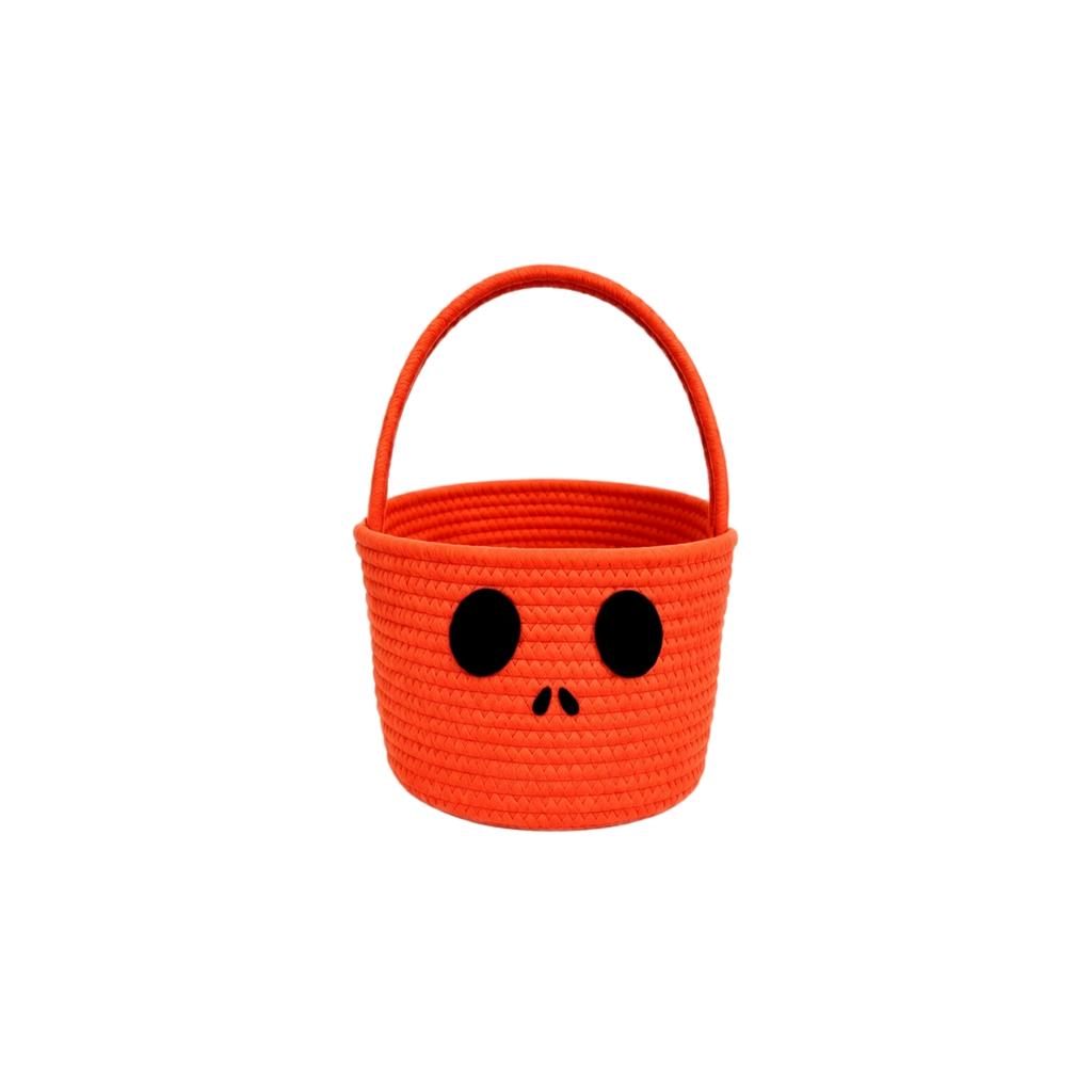 Kids Halloween Cotton Rope Storage Basket Pumpkin Handwoven for Snacks Candy and Decor