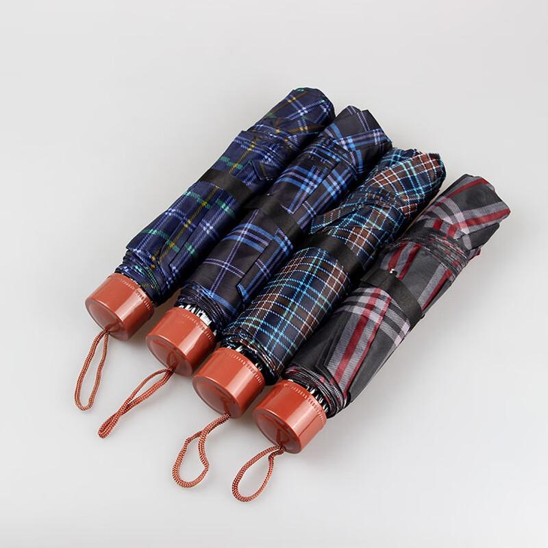Compact Portable Three-Fold Plaid Umbrella