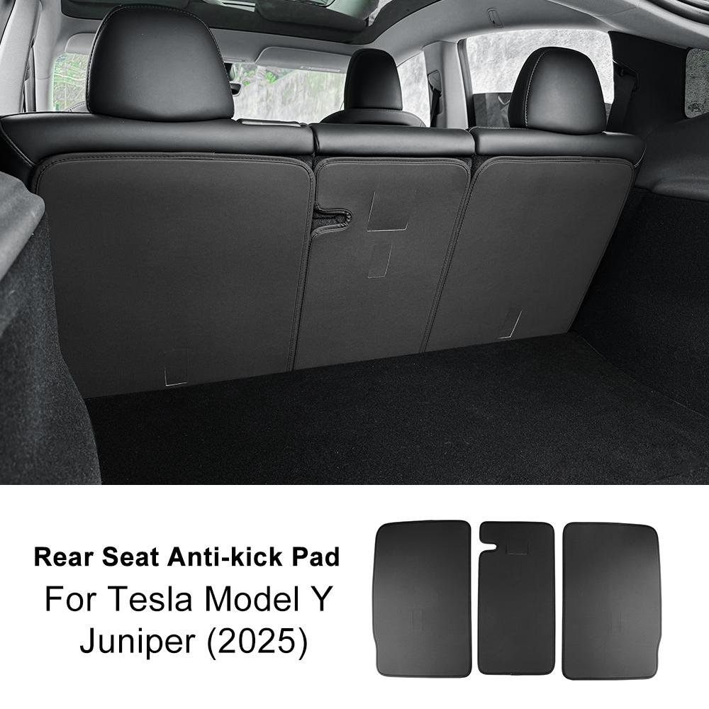 

Leather Rear Seat Back Protector Pad For Tesla New Model Y Juniper 2025 2026-Up Trim Mats Backrest All Weather Anti-kick Pad
