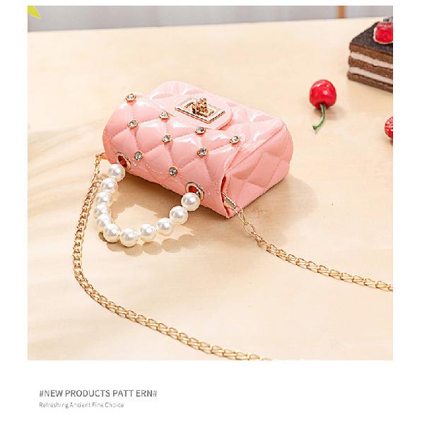 Mini Small Bag New Fashion Pearl Handle Jelly Bags Diamond Nail Plaid Small Handbag