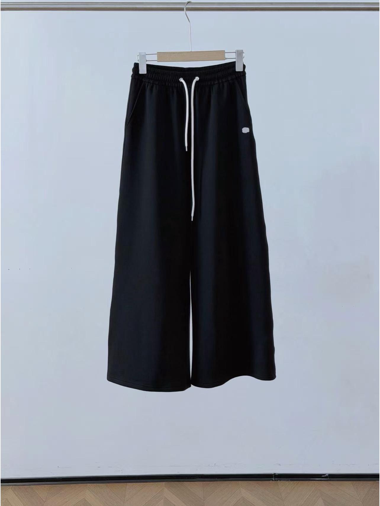 

High-Waisted Wide-Leg Women s Spring/Summer Casual Pants - Loose Slimming Tech Fabric Medium чёрный