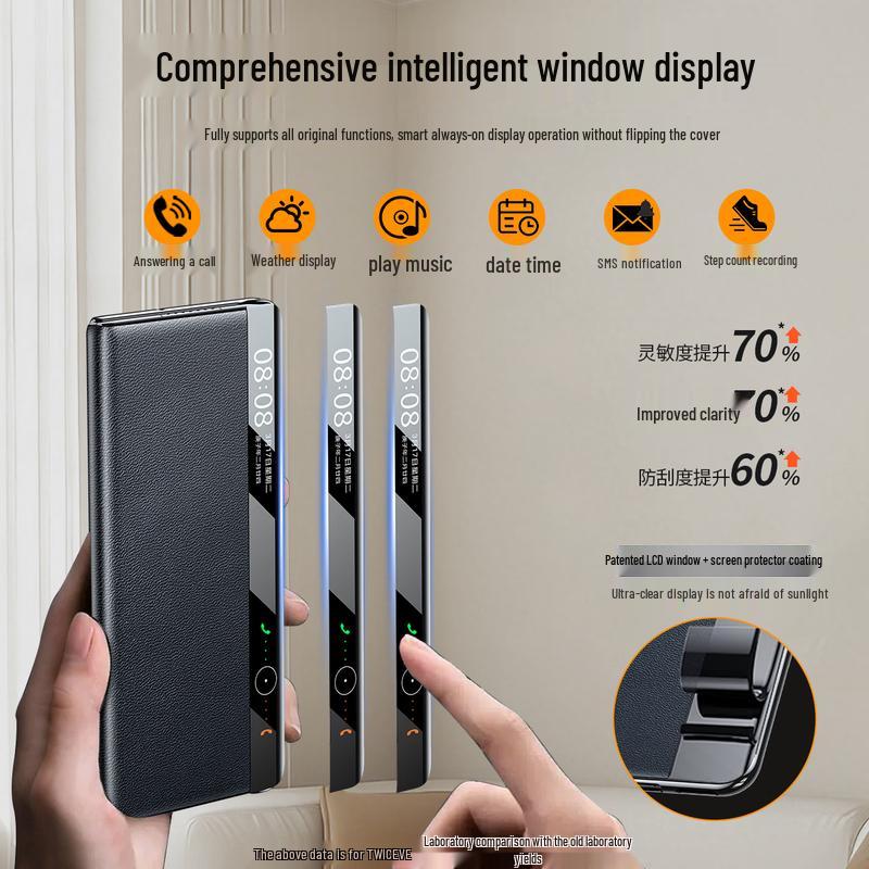 TWICEVERSE Genuine Leather Flip Case for Huawei Mate X7 / X7 Collector's Edition