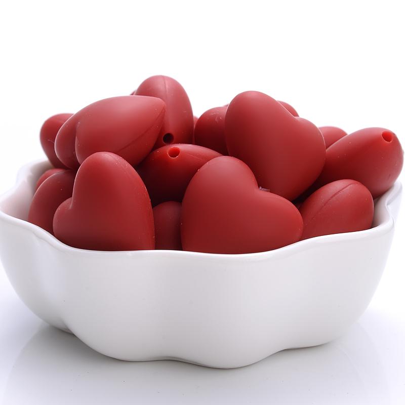 20Pcs 18x20mm Peach Heart Silicone Beads Baby Teethers Eco-friendly BPA Free Teething Beads Necklace Pacifier Chain Accessories