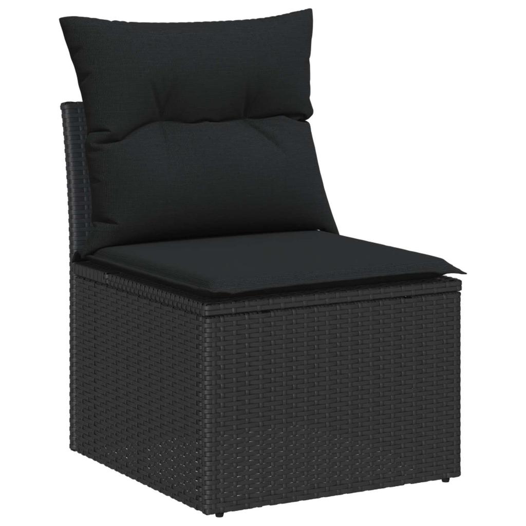 Garden Sofa Set with Storage 9 pcs Black Poly Rattan