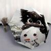 1pc Snowman & Cute Cat Pattern Automatic 3-Fold Umbrella, 8 Iron Frames, High-Value Folding Umbrella, Suitable for Office, Travel and Outdoor Adventur