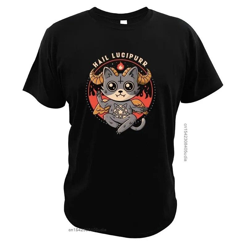 Kawaii Clothes Hail Lucipurr TShirt I Love Cats Satan Demon Lucifer T Shirt Women Unisex Harajuku Aesthetic Tops Unisex Clothing
