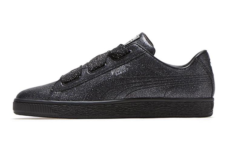 PUMA Basket Collection Heart Silver Low top Kids Skateboarding Shoes Black Teenagers 367630-02 38
