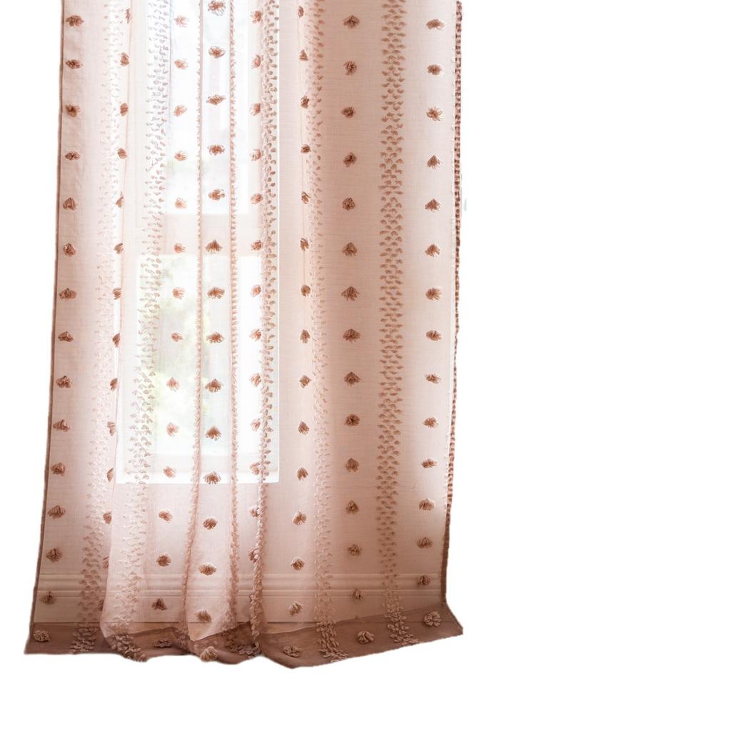 Americký venkovský retro závěs hotový balkon průhledný ložnice jídelna kuchyň dutý elegantní střapatý arkýřový závěs