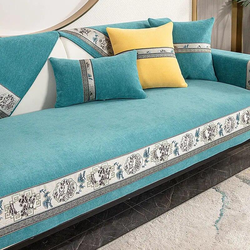 Luxury Chinese Chenille Sofa Covers Anti Slip Universal Armchair Slipcover for Living Room Couches