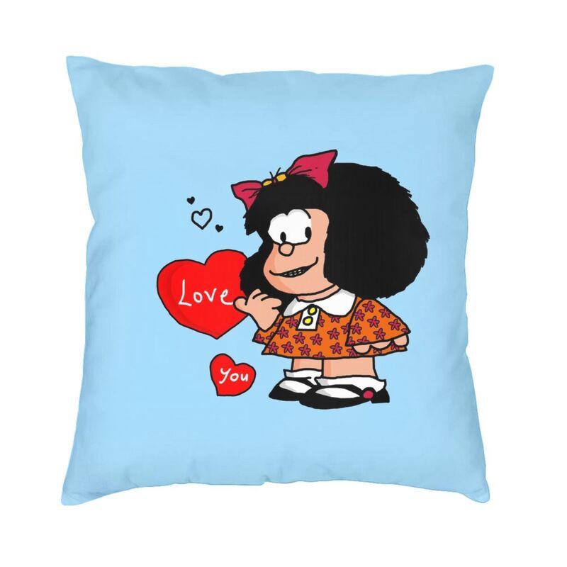 

Summer Funny Mafalda Cartoon Manga Cushion Cover Two Side Printing Floor Pillow Case for Sofa Fashion Pillowcase Home Decorative 30x30cm 12x12in