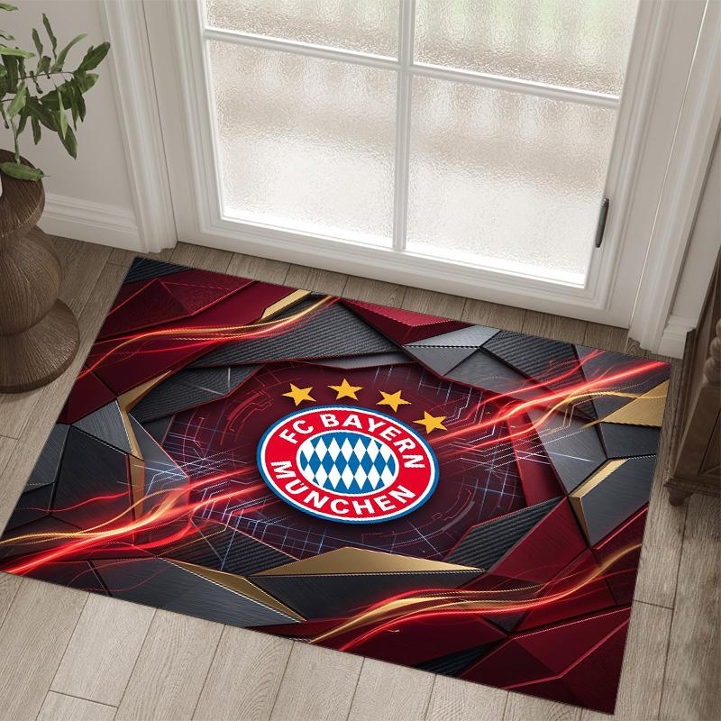 FC Bayern Design Kristall Samt Teppich Gemütlich Nicht?Rutschfester Teppich mit Aufdruck für Schlafzimmer Wohnzimmer Eingang