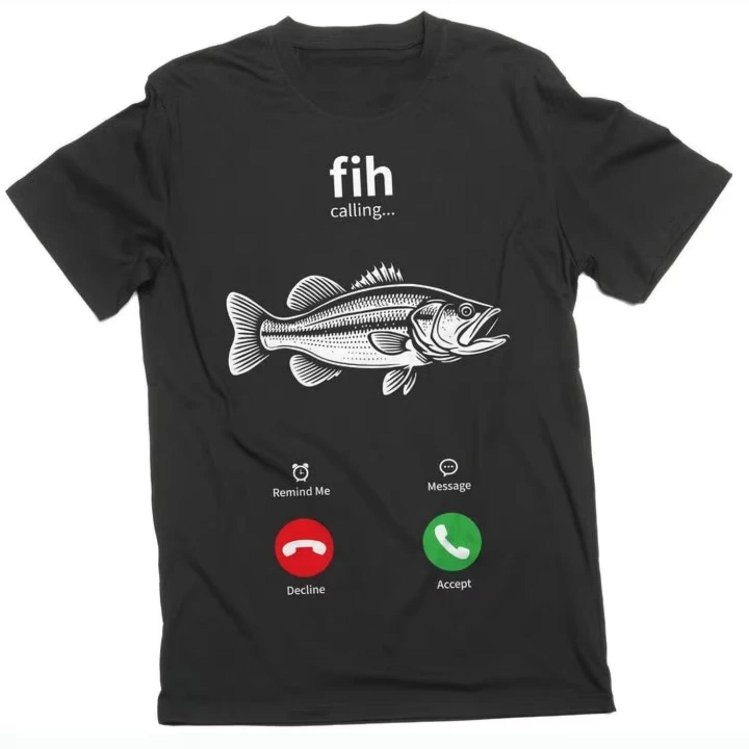 

Мужские футболки Fih Calling Напомнить мне Сообщение Отклонить Принять Телефонный звонок Рыба Потрясающие футболки Футболки с коротким рукавом Одежда S чёрный