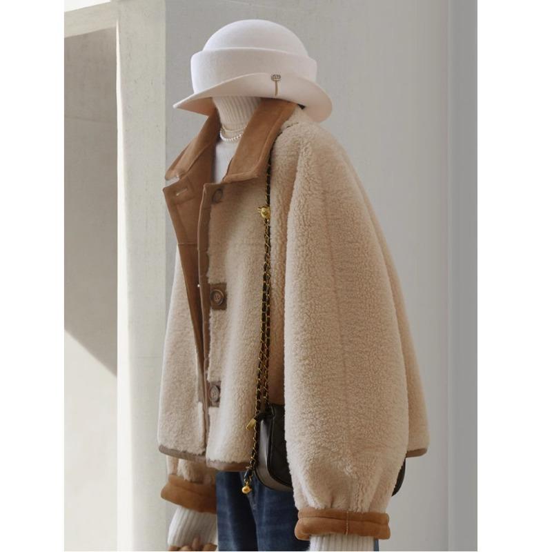 New Reversible Brown Imitation Suede Jacket for Women Winter Popular Lamb Wool Top