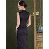 Black Sleeveless Jacquard Qipao: Retro, Elegant Spring/Summer Dress for Women