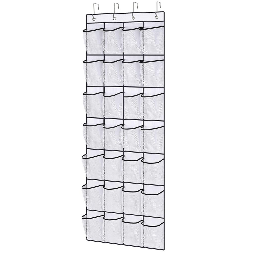 Over The Door Shoe Organizer, 35 Large Pockets Hanging Shoe Organizer, White