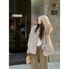 Womens Oversized Fleece Jacket With Suede Trim Loose Fit Vintage Style Coat 2025