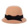 Bowler hat ladies autumn and winter fashion woolen bucket hat elegant celebrity top hat bow basin hat tide