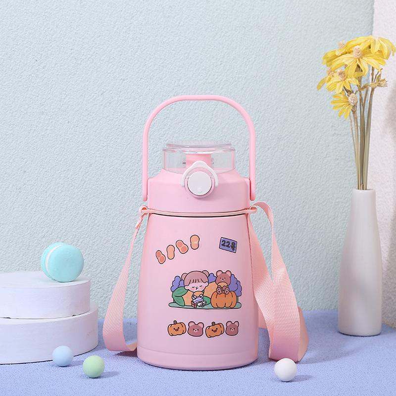 Online Celebrity Cartoon Pot-bellied Cups Charming Wind Childrens Cups Lightweight To Carry Outdoor Use Kettle 304 Stainless Steel Cups