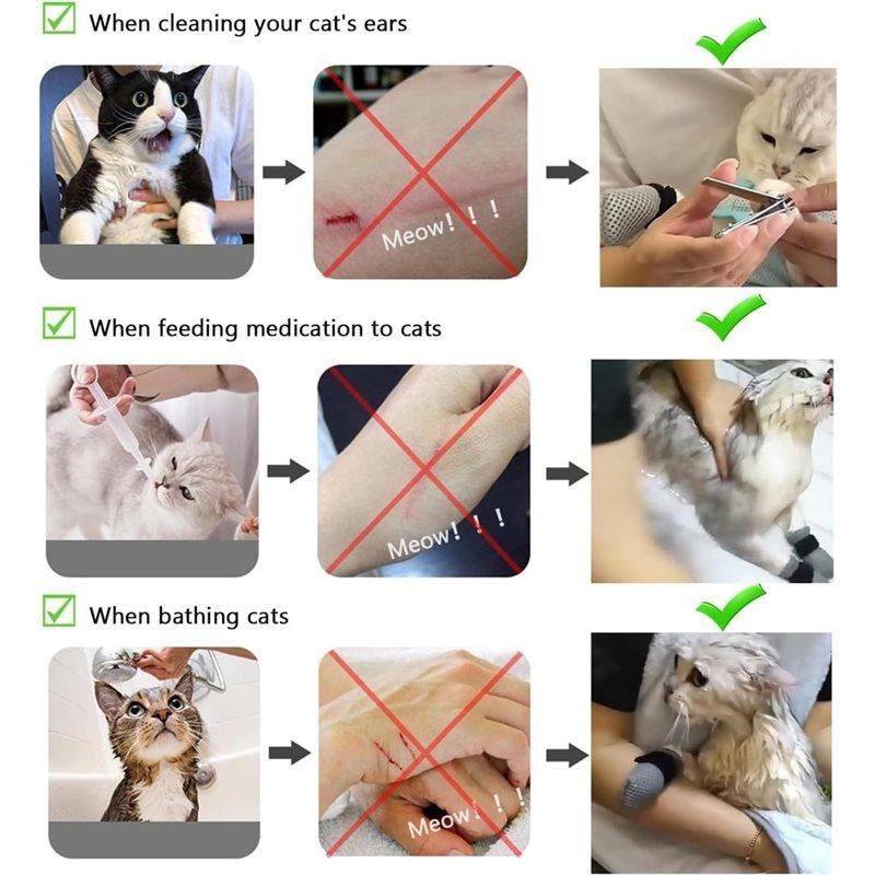 J1UL1N 4 PCS Cat Mittens To Prevent Scratching,Adjustable Dog Booties To Prevent Scratching, For Bathing,Feeding Nailtrimming