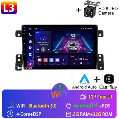 9 Inch 2 Din Car Radio for Suzuki Grand Vitara Escudo 2005-2015 Multimedia Android with Frame Carplay Autoradio Stereo