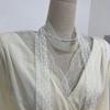 C S In The Room meSh laCe Long Sleeve Puff blouSe Set 2Color