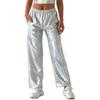 Pantaloni metalici strălucitori pentru femei, pantaloni largi, lungi, lejeri, pentru jogging, hip hop, dans
