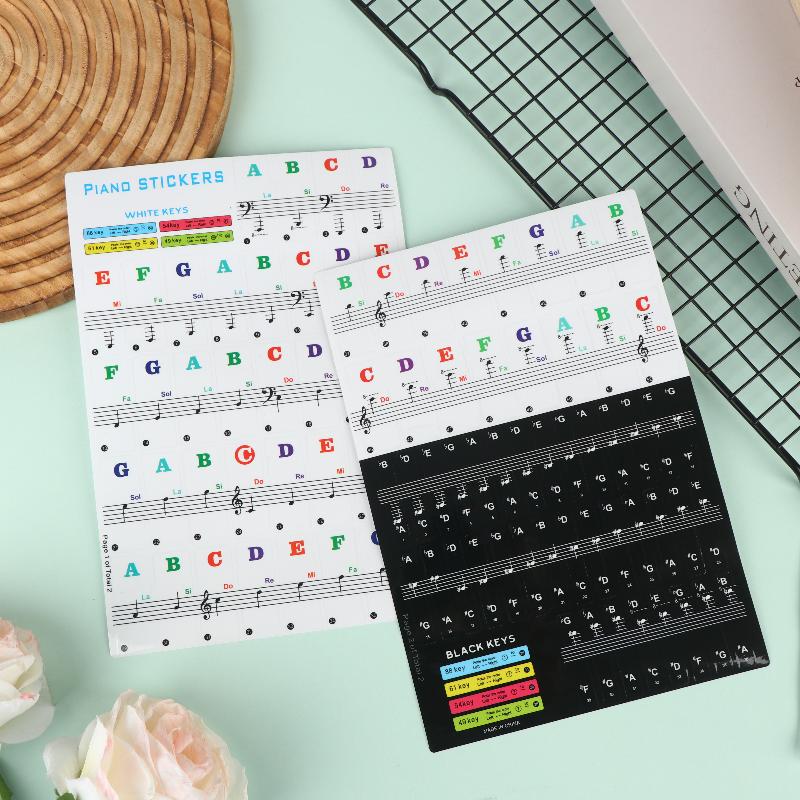 1 Set Beginner Letter Piano Sticker 88/61/54/49 Keys With Removable Colored Note Labels Piano Keyboard Stickers