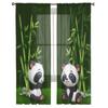 Cartoon Baby Panda In The Jungle Bamboo Sheer Curtains For Bedroom Living Room Tulle Curtains For Kitchen Window Voile Curtains